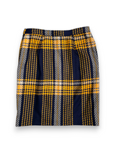 Load image into Gallery viewer, Valentino yellow and navy tartan check skirt suit set