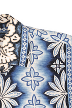 Load image into Gallery viewer, Blue and white floral panels Hawaiian shirt
