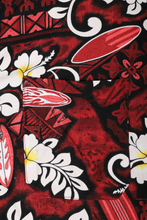 Load image into Gallery viewer, Burgundy red floral tribal graphic surfer Hawaiian shirt