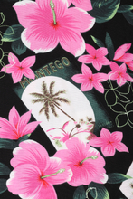 Load image into Gallery viewer, Black Hawaiian shirt with pink flowers