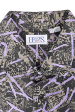 Load image into Gallery viewer, Khaki brown purple geometric print oversized shirt