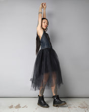 Load image into Gallery viewer, Dark blue denim black tulle y2k dress