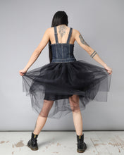 Load image into Gallery viewer, Dark blue denim black tulle y2k dress