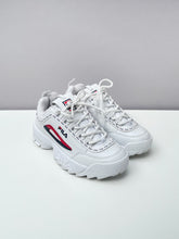 Load image into Gallery viewer, Fila White Disruptor Platform Sneakers