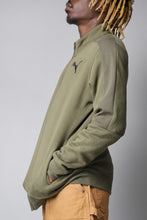 Load image into Gallery viewer, Olive green puma zip up long sleeved sports jacket
