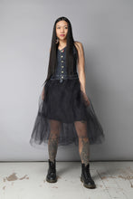 Load image into Gallery viewer, Dark blue denim black tulle y2k dress