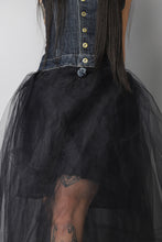Load image into Gallery viewer, Dark blue denim black tulle y2k dress