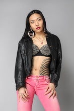 Load image into Gallery viewer, Cropped black '90s leather jacket