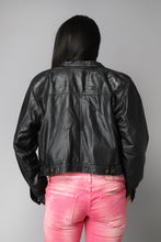 Load image into Gallery viewer, Cropped black '90s leather jacket