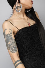 Load image into Gallery viewer, Black Fringe Sparkly Fitted Mini Dress