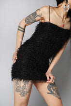 Load image into Gallery viewer, Black Fringe Sparkly Fitted Mini Dress