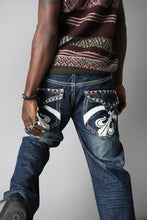 Load image into Gallery viewer, Dark blue y2k skater embellished jeans