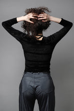 Load image into Gallery viewer, Black velvet '90s long sleeve top