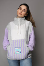 Load image into Gallery viewer, Grey and lilac 'Rodeo' oversized zip sweatshirt