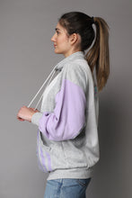 Load image into Gallery viewer, Grey and lilac 'Rodeo' oversized zip sweatshirt