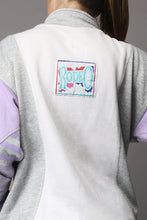 Load image into Gallery viewer, Grey and lilac 'Rodeo' oversized zip sweatshirt