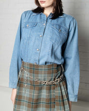 Load image into Gallery viewer, Y2k blue diamante studded denim shirt