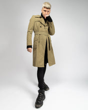 Load image into Gallery viewer, Olive belted '70s trench coat