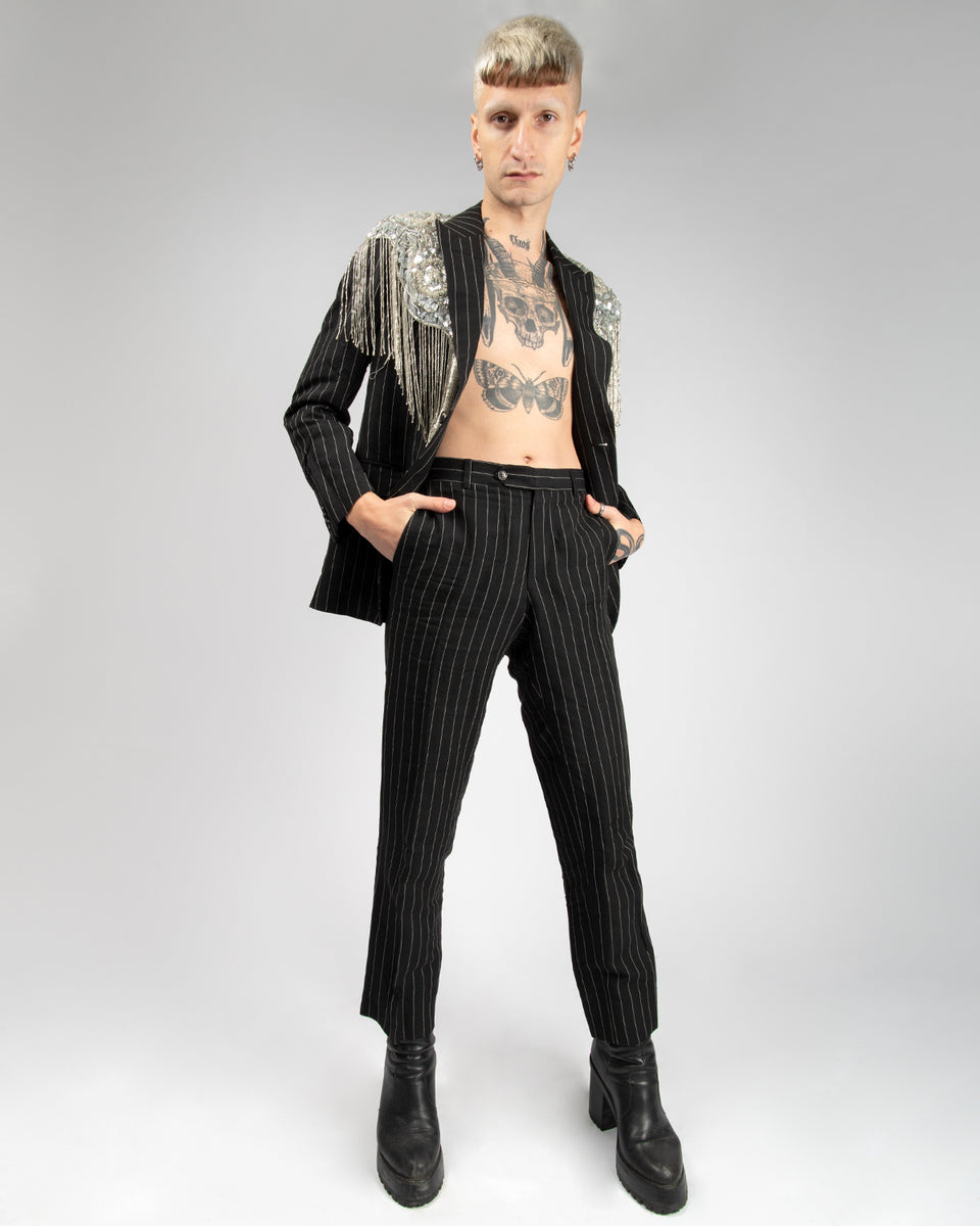 Black pinstripe '90s suit GOLDSMITH VINTAGE – Goldsmith