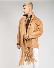 Load image into Gallery viewer, 70's tan leather trench coat