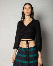 Load image into Gallery viewer, Black Wool Cropped Wrap-over Bolero Top