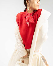 Load image into Gallery viewer, Red ribbed Aran style sleeveless sweater vest