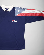 Load image into Gallery viewer, Long sleeved USA flag Fila polo shirt
