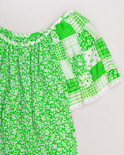 Load image into Gallery viewer, Green '70s Floral Blouse and Flared High Waisted Midi Skirt Set