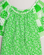 Load image into Gallery viewer, Green '70s Floral Blouse and Flared High Waisted Midi Skirt Set