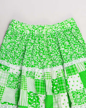 Load image into Gallery viewer, Green '70s Floral Blouse and Flared High Waisted Midi Skirt Set