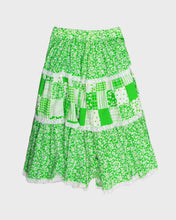 Load image into Gallery viewer, Green '70s Floral Blouse and Flared High Waisted Midi Skirt Set