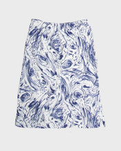 Load image into Gallery viewer, White navy swirls '80s tie top and skirt set