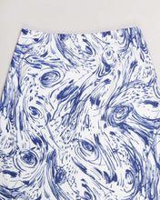 Load image into Gallery viewer, White navy swirls '80s tie top and skirt set