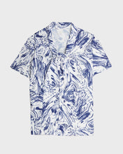 Load image into Gallery viewer, White navy swirls '80s tie top and skirt set