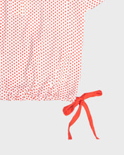 Load image into Gallery viewer, White with red polka dots shirt sleeved top and flared mid-length skirt set