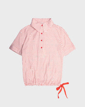 Load image into Gallery viewer, White with red polka dots shirt sleeved top and flared mid-length skirt set