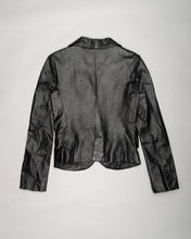 Load image into Gallery viewer, Black leather-style 70's fitted jacket
