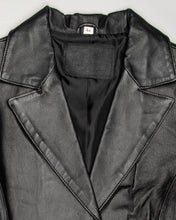 Load image into Gallery viewer, Black leather-style 70's fitted jacket