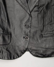 Load image into Gallery viewer, Black leather-style 70's fitted jacket