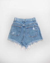 Load image into Gallery viewer, Y2k Light Blue Studded Distressed Denim Shorts