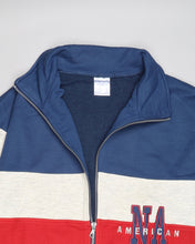 Load image into Gallery viewer, Blue/red American active quarter zip sweater top