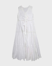 Load image into Gallery viewer, White long lace detail sleeveless prairie dress
