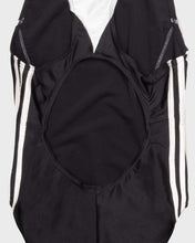 Load image into Gallery viewer, Adidas black and white stretch fit sleeveless swimming costume.