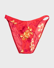 Load image into Gallery viewer, Red stretch fit two-piece bikini with gold flowers
