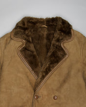 Load image into Gallery viewer, Brown oversized double breasted sheepskin coat