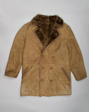 Load image into Gallery viewer, Brown oversized double breasted sheepskin coat