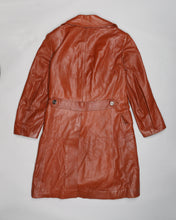 Load image into Gallery viewer, 70&#39;S/80&#39;s  BROWN FITTED LEATHER LONG COAT
