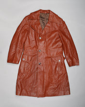 Load image into Gallery viewer, 70&#39;S/80&#39;s  BROWN FITTED LEATHER LONG COAT
