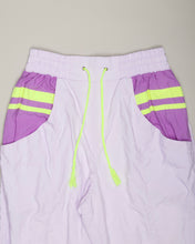 Load image into Gallery viewer, Purple neon '80s sporty shell suit bottoms