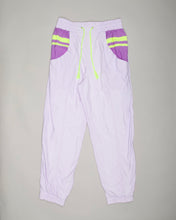 Load image into Gallery viewer, Purple neon '80s sporty shell suit bottoms